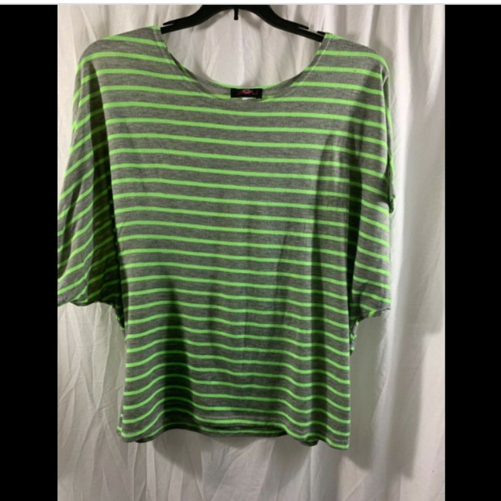 Ultra Flirt Brand Dolman Sleeved Striped Shirt XL